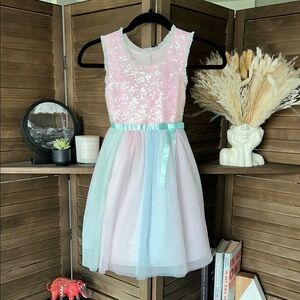Pastel Sleeveless Dress with Iridescent Details